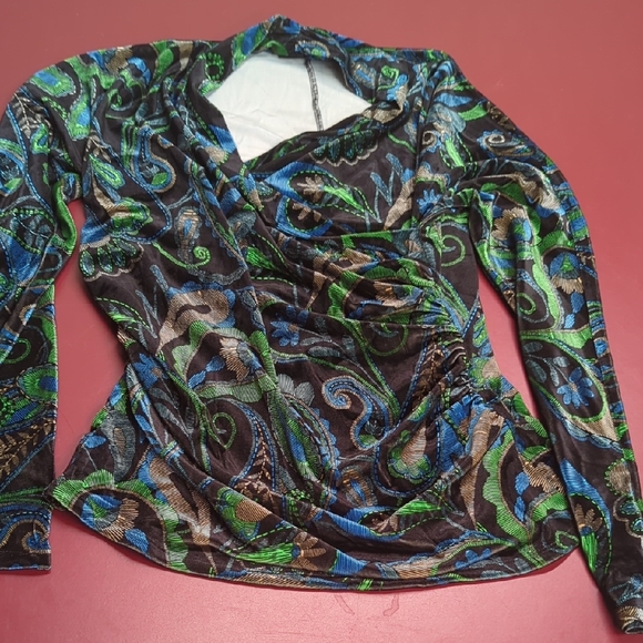Rafaella Multicolor Paisley Long Sleeve Blouse - Picture 1 of 2